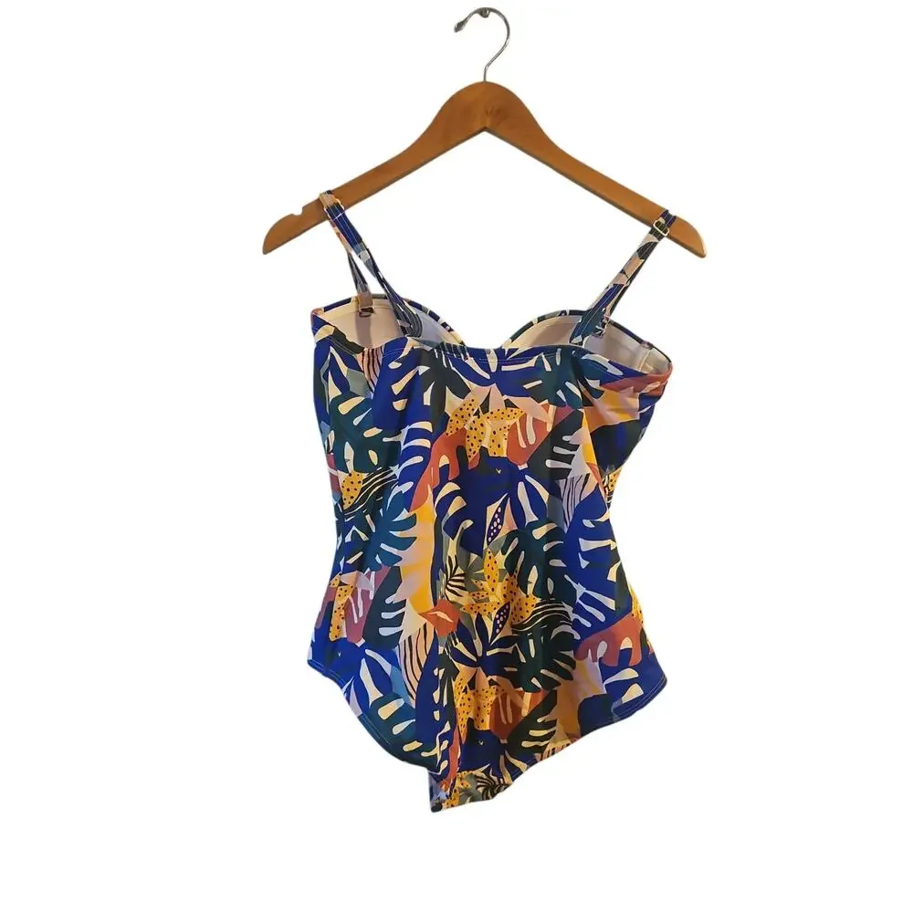 Boden Cassis cup floral leaf pattern one piece swimsuit sz 34B
